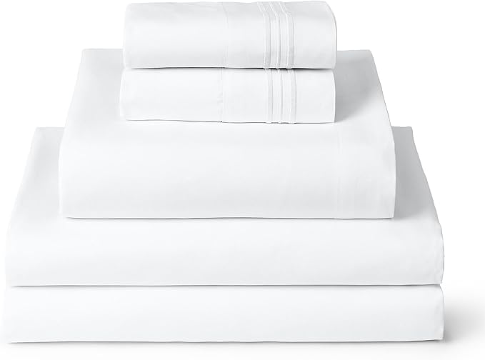 Mellanni Iconic 5-Piece, Ultra Soft Sheet Set (Split King, White) | 10M+ Sleepers. Lab-tested: Sleeps Cool, Stays Bright, Strong, Smooth. Good Housekeeping Best Bedding, 7 yrs running.