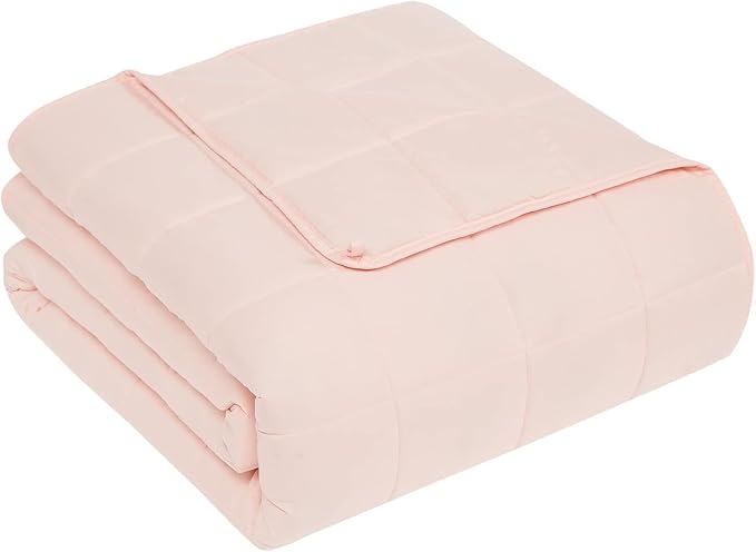 CuteKing Weighted Blanket (10lbs, 50"x60", Pink) Heavy Blanket for 90-100lbs, Weighted Blanket for Cooling & Heating with Premium Glass Beads, Soft Thick Blanket All-Season