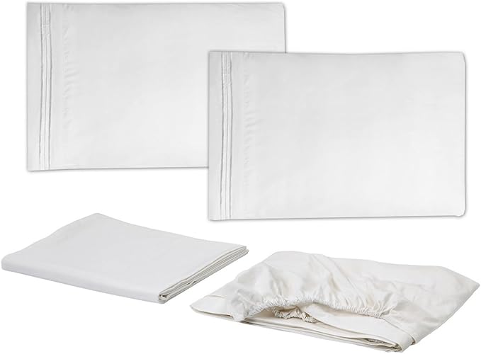 King Luxury Faux Fur Comforter Set - Soft & Breathable 7-Piece Bedding Collection - 1 Comforter, 1 Fitted Sheet, 1 Flat, 2 Pillowcases, 2 Pillow Shams - Deep Pocket - Premium Quality, White