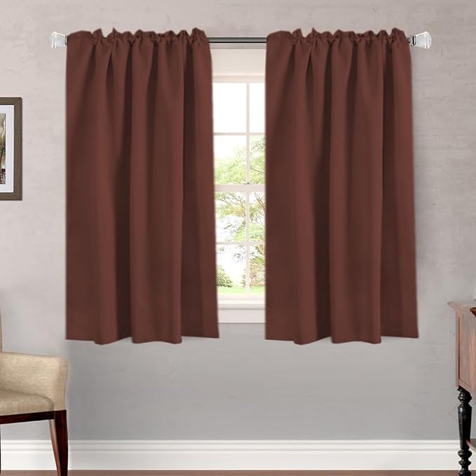 H.VERSAILTEX Blackout Curtains Thermal Insulated Window Treatment Panels Room Darkening Blackout Drapes for Living Room Back Tab/Rod Pocket Bedroom Draperies (2 Panels, Rust, 52 x 54 Inch)