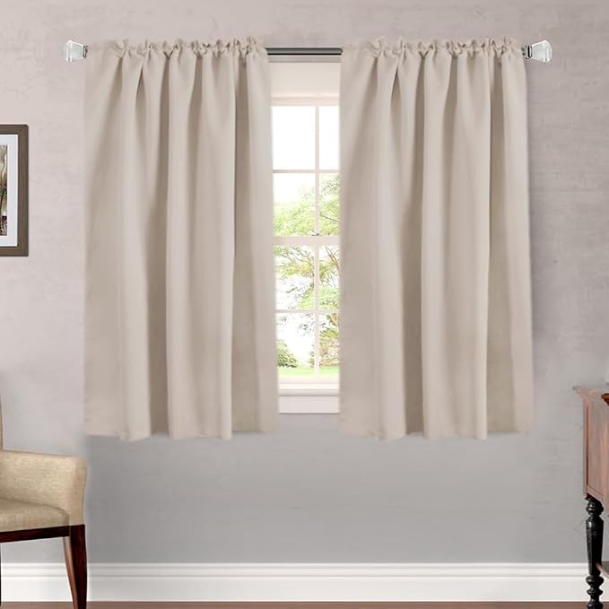 H.VERSAILTEX Blackout Curtains Thermal Insulated Window Treatment Panels Room Darkening Blackout Drapes for Living Room Back Tab/Rod Pocket Bedroom Draperies (2 Panels, Fog, 52 x 54 Inch)