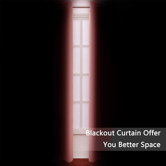 Blackout Curtains 52 x 90 Inch Long Coral Curtains Set of 2 Panels Room Darkening Curtains for Bedroom and Living Room