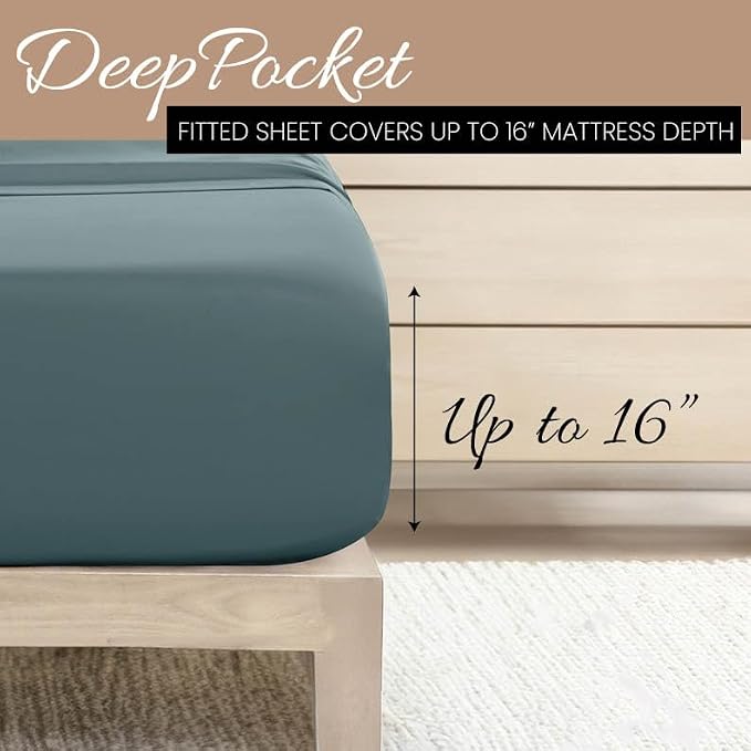Linen Market Bed Sheets for Twin XL Size Bed (Ocean) - Sleep Better Than Ever with These Soft and Cooling Twin XL Sheets - Deep Pocket Fits 16" Thick Beds - 4 Piece Twin XL Sheet Set