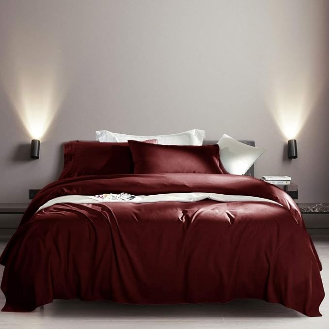 SONORO KATE Bed Sheet Set Super Soft Microfiber 1800 Series Luxury Egyptian Sheets Fit 18-24 Inch Deep Pocket Mattress Wrinkle-6 Piece (Burgundy, Queen)