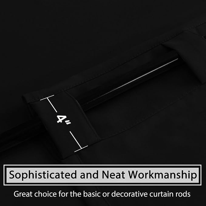 H.VERSAILTEX Blackout Curtains for Living Room Thermal Insulated Window Treatment Panels Room Darkening Blackout Drapes Back Tab/Rod Pocket Bedroom Draperies, 52 x 102 Inch, Jet Black, 2 Panels
