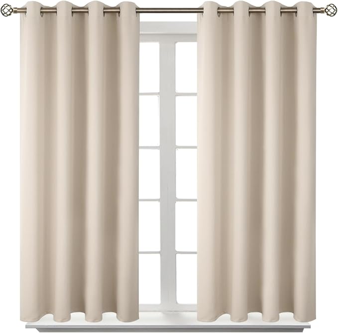 BGment Short Curtains for Small Window 54 Inch Long - Champagne 2 Panels | Grommet Top, Light-Blocking, Sunblock, Thermal Insulated, Window Drapes for Kids Boys Room, 52x54 Inch