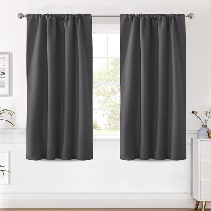 H.VERSAILTEX Blackout Curtains Thermal Insulated Window Treatment Panels Room Darkening Blackout Drapes for Living Room Back Tab/Rod Pocket Bedroom Draperies (2 Panels, Charcoal Gray, 42 x 54 Inch)