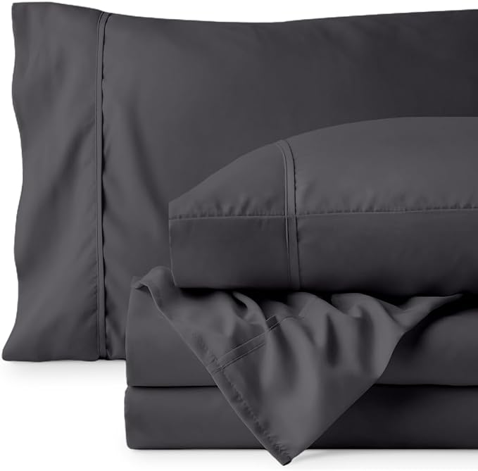 Bare Home Full XL Sheet Set - 1800 Ultra-Soft (Full XL, Forged Iron Grey) | Deep Pockets 6 to 15 Inches, Breathable, Hypoallergenic, Hotel Luxury, Easy Fit, Soft, All-Season