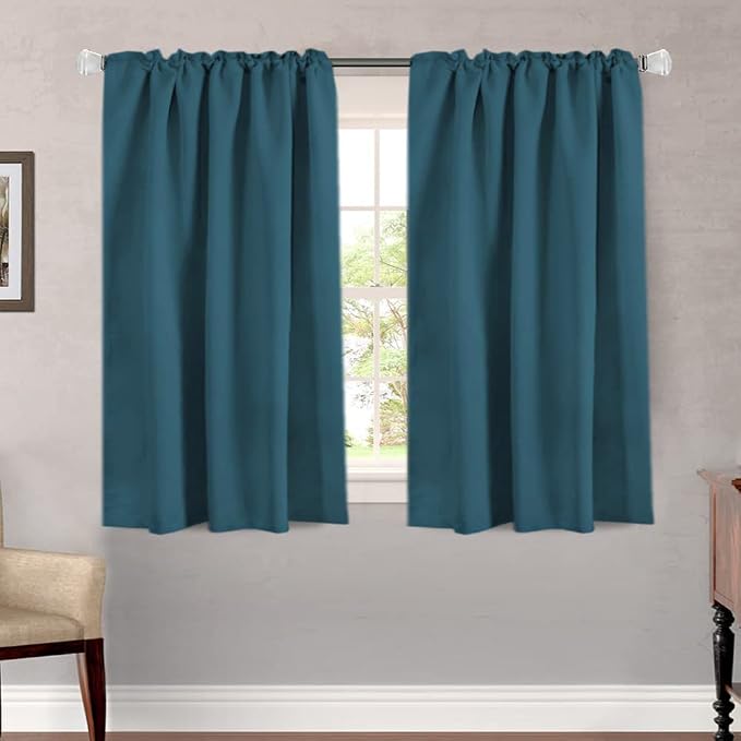 H.VERSAILTEX Blackout Curtains Thermal Insulated Window Treatment Panels Room Darkening Blackout Drapes for Living Room Back Tab/Rod Pocket Bedroom Draperies, 52 x 54 Inch, Dark Teal, 2 Panels