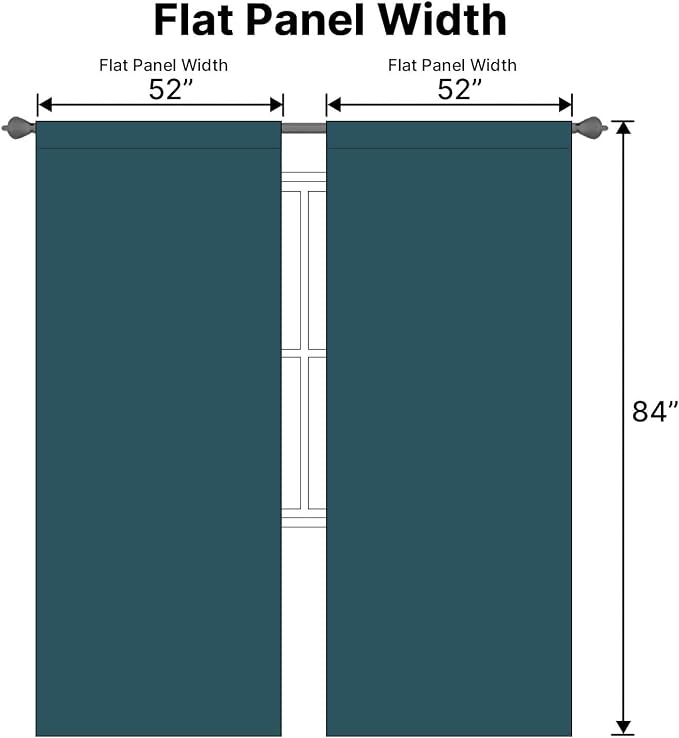 H.VERSAILTEX Blackout Curtains Thermal Insulated Window Treatment Panels Room Darkening Blackout Drapes for Living Room Back Tab/Rod Pocket Bedroom Draperies, 52 x 84 Inch, Dark Teal, 2 Panels