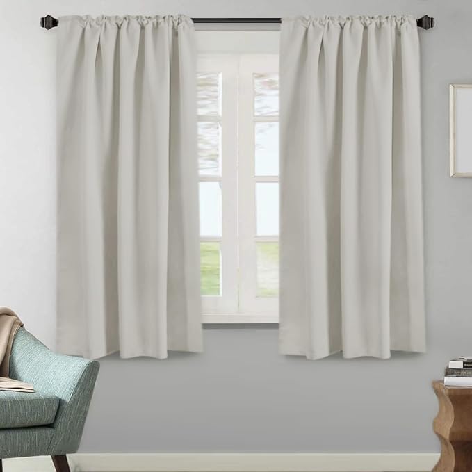H.VERSAILTEX Blackout Curtains Thermal Insulated Window Treatment Panels Room Darkening Blackout Drapes for Living Room Back Tab/Rod Pocket Bedroom Draperies (2 Panels, Pale Oak, 52 x 63 Inch)