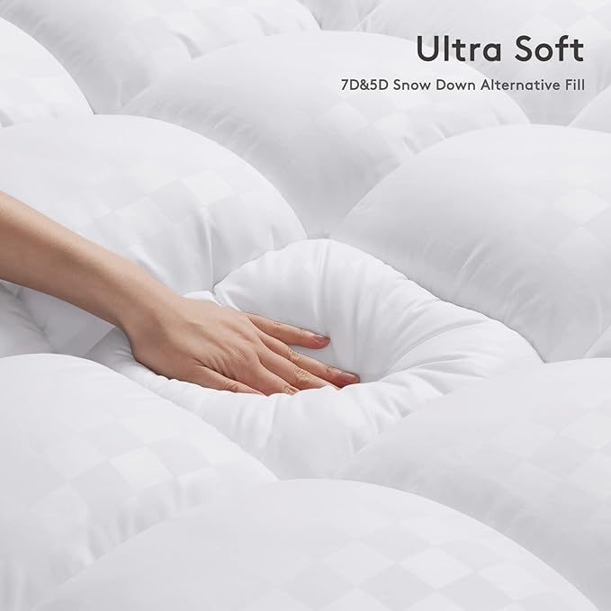 SameBed Mattress Topper Twin,Extra Thick Mattress Pad Cover for Back Pain,Cooling Mattress Protector with 8-21 Inch Deep Pocket,Overfilled Down Alternative Filling,White