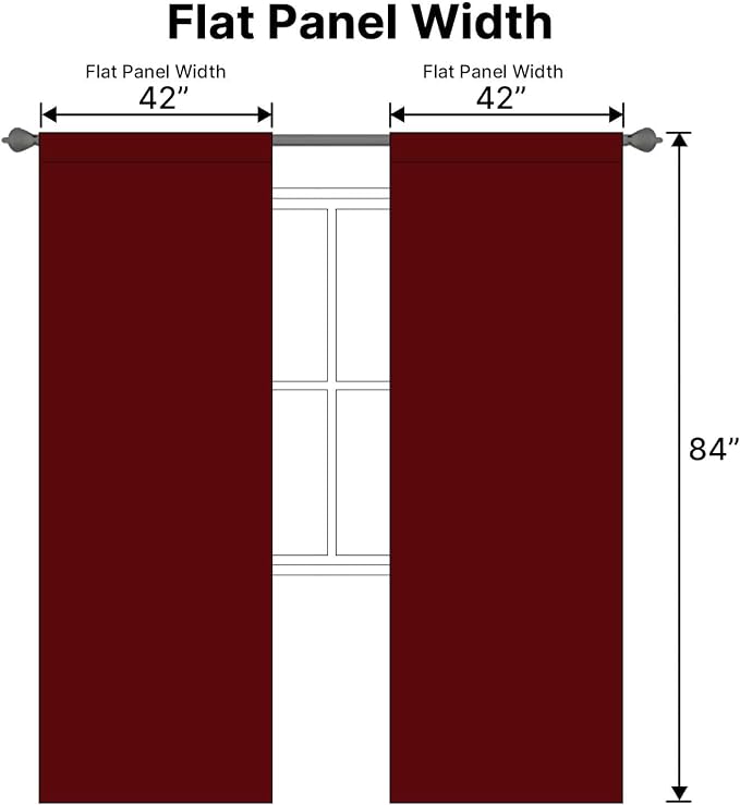 H.VERSAILTEX Christmas Blackout Curtains Thermal Insulated Window Treatment Panels Blackout Drapes for Living Room Back Tab/Rod Pocket Bedroom Draperies (2 Panels, Burgundy, 42 x 84 Inch)