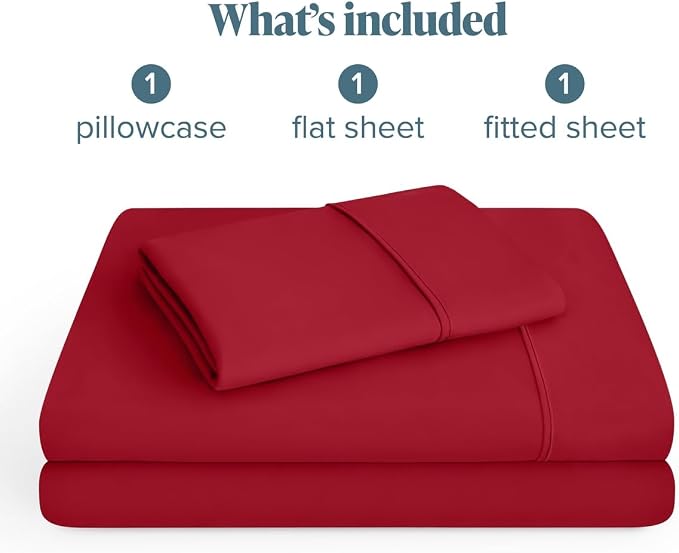 Bare Home Twin XL Sheet Set - 1800 Ultra-Soft (Twin XL, Red) | Deep Pockets 6 to 15 Inches, Breathable, Hypoallergenic, Hotel Luxury, Easy Fit, Soft, All-Season