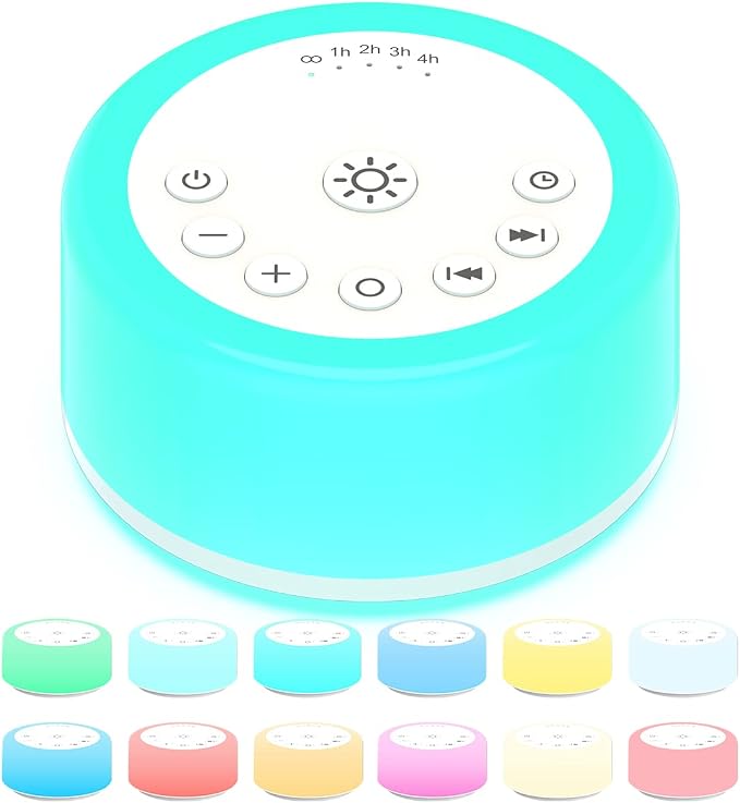 Soother Sleep Sound Machine Night Light White Noise Machine with 30 Soothing Sounds & 12 Color Night Lights for Baby Kids Adults Brown Noise Machine with Timer & Continuous Play for Home Travel Office