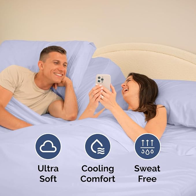 Flex Top Split Head King 4 Piece Sheet Set - Soft & Breathable - Lavender | Cooling Bed Sheets Set, Hotel Luxury Bedding for Women & Men with Deep Pockets, Wrinkle Free & Fade Resistant, Oeko-Tex