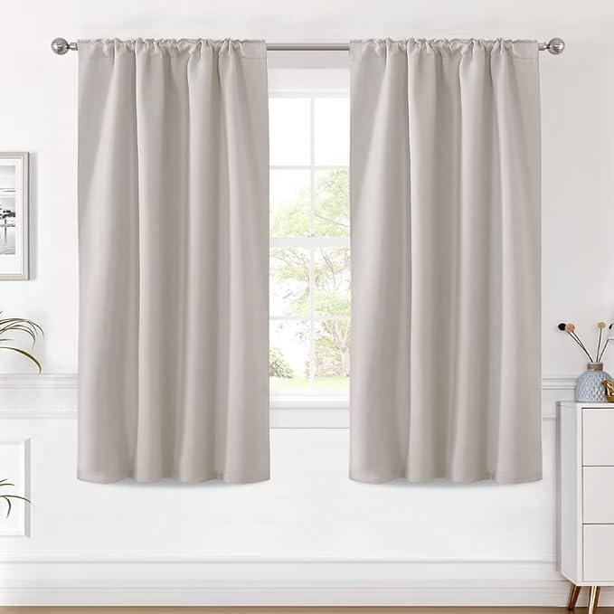 H.VERSAILTEX Blackout Curtains Thermal Insulated Window Treatment Panels Room Darkening Blackout Drapes for Living Room Back Tab/Rod Pocket Bedroom Draperies (2 Panels, Stone, 42 x 63 Inch)