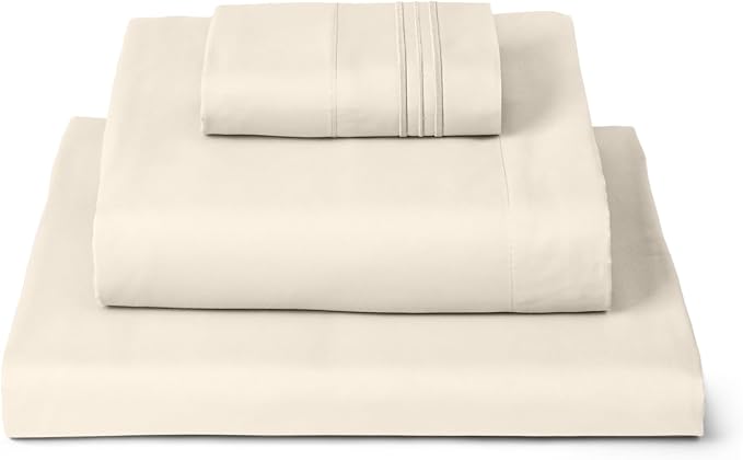 Mellanni Iconic 3-Piece, Ultra Soft Sheet Set (Twin XL, Golden Ivory) | 10M+ Sleepers. Lab-tested: Sleeps Cool, Stays Bright, Strong, Smooth. Good Housekeeping Best Bedding, 7 yrs running.