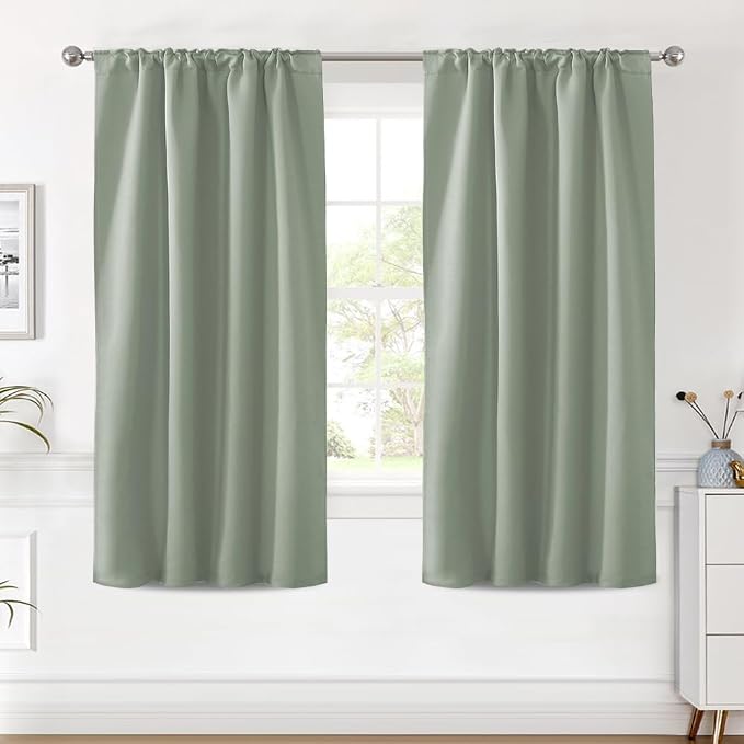 H.VERSAILTEX Blackout Curtains Thermal Insulated Window Treatment Panels Room Darkening Blackout Drapes for Living Room Back Tab/Rod Pocket Bedroom Draperies (2 Panels, Cyan, 42 x 63 Inch)