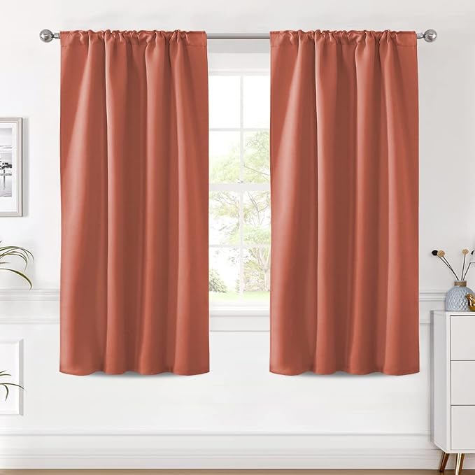 H.VERSAILTEX Blackout Curtains Thermal Insulated Window Treatment Panels Room Darkening Blackout Drapes for Living Room Back Tab/Rod Pocket Bedroom Draperies (2 Panels, Orange, 42 x 63 Inch)