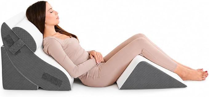 Kolbs 4pcs Orthopedic Bed Wedge Pillow Set | Stylish Chic Plush Velvet Cover | Post Surgery Body Pillow, Wedge Pillows For Sleeping | Acid Reflux and Gerd Wedge Pillow For Sleeping (4 Piece Wedge Set)