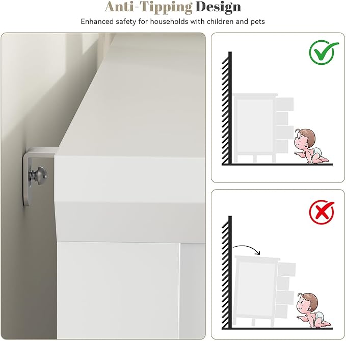 CARPETNAL 55" White Dresser for Bedroom with 8 Drawer & Deep Drawers | Large Storage Modern Chest of Drawers with Metal Handles for Living Room, Hallway