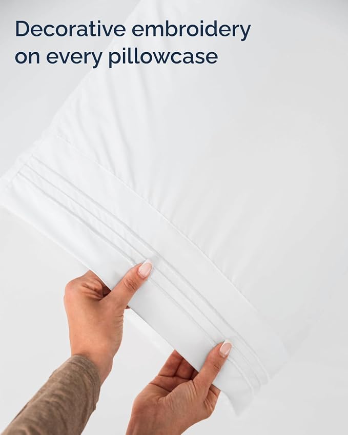 Twin Size 3 Piece Sheet Set - Comfy Breathable & Cooling Sheets - White | Hotel Luxury Bed Sheets for Women & Men, Deep Pockets, Easy-Fit, Extra Soft and Wrinkle Free Sheets, Oeko-Tex Bed Sheet Set