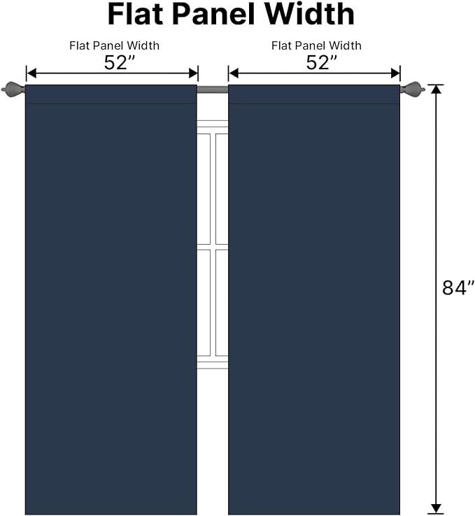H.VERSAILTEX Blackout Curtains Thermal Insulated Window Treatment Panels Room Darkening Blackout Drapes for Living Room Back Tab/Rod Pocket Bedroom Draperies, 52 x 84 Inch, Navy Blue, 2 Panels