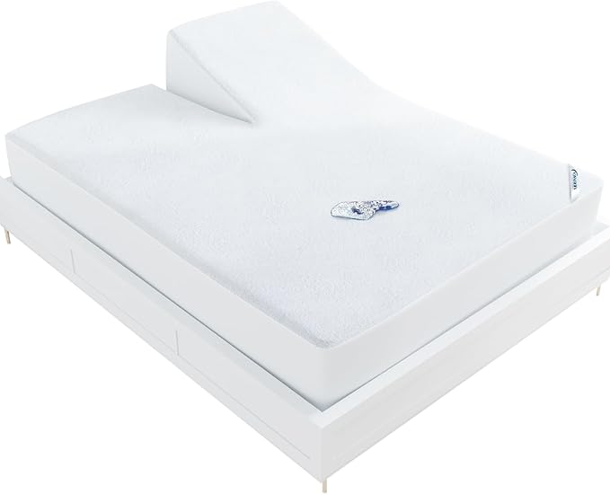 Split Head King Size Mattress Protector Waterproof,34" Top Split from Head | for Adjustable Bed,Smooth Top,Breathable Skin Friendly and Noiseless Fitted Sheet,Viscose Terry Mattress Cover