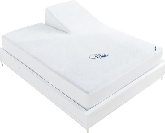 Split Head King Size Mattress Protector Waterproof,34" Top Split from Head | for Adjustable Bed,Smooth Top,Breathable Skin Friendly and Noiseless Fitted Sheet,Viscose Terry Mattress Cover