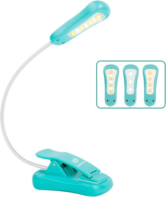 Vekkia Rechargeable Book Light for Reading in Bed(Blue) | 3 Color x 3 Brightness/Lightweight Reading Light, Up to 70 Hours Lighting/Great for Readers, Travel