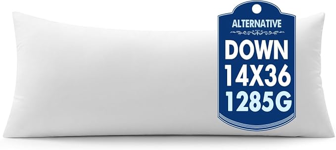 MIULEE 14x36 Inch Synthetic Down Alternative Lumbar Pillow Insert | Decorative Throw Pillow 14 x 36 Inch Body Bed Sleeping Ultra Soft Fluffy Form for Sofa Couch Bed