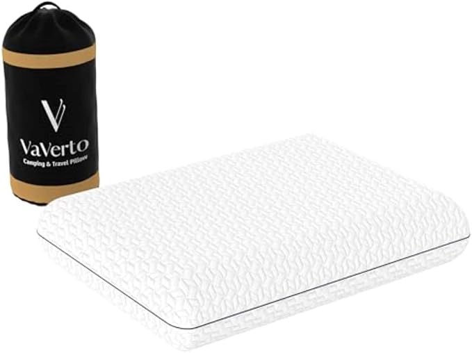 Camping Pillow - Backpacking Memory Foam Travel Pillow 1-Pack | Medium firm memory foam pillow - breathable, machine washable cover - Ideal lightweight small pillow - backpacking & outdoors