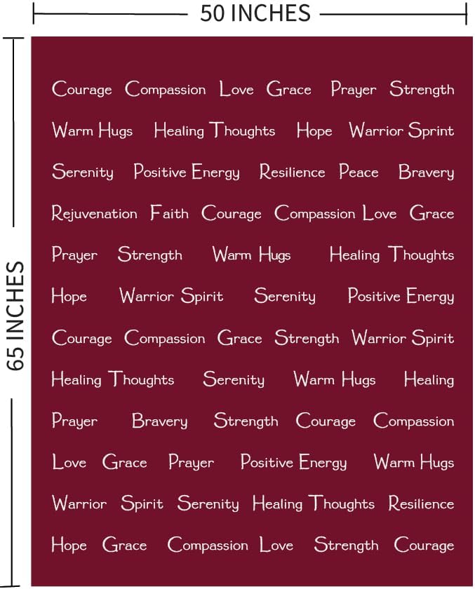 Compassion Blanket (Brand)- Strength Courage Super Soft Warm Hugs, Get Well Gift Blanket Plush Healing Thoughts Positive Energy Love & Hope (Burgundy, 50 x 65 Sherpa)