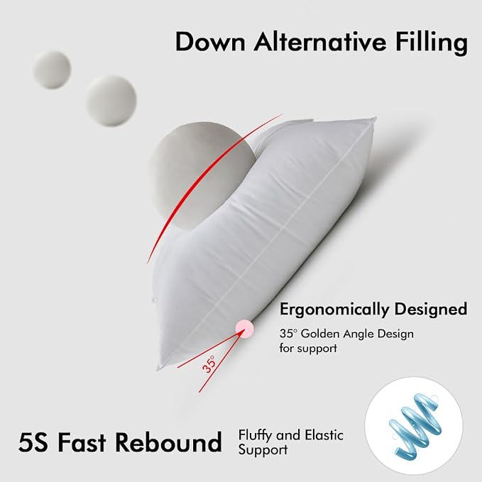 MIULEE 16x24 Inch Synthetic Down Alternative Pillow Insert | Decorative Throw Pillow 16 x 24 Inch Body Bed Sleeping Ultra Soft Fluffy Form for Sofa Couch Bed