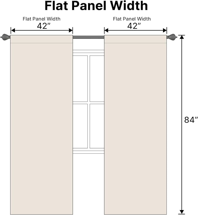 H.VERSAILTEX Blackout Curtains Thermal Insulated Window Treatment Panels Room Darkening Blackout Drapes for Living Room Back Tab/Rod Pocket Bedroom Draperies (2 Panels, Natural, 42 x 84 Inch)