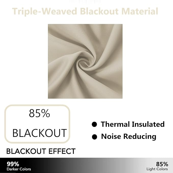 Light Beige Blackout Curtains 52 x 84 Inch Long Beige Curtains Set of 2 Panels Room Darkening Curtains for Living Room