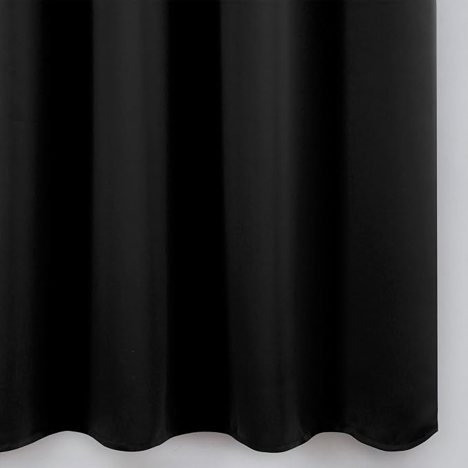 Blackout Curtains 66 x 54 Inch Long Black Curtains Set of 2 Panels Room Darkening Curtains for Bedroom and Living Room