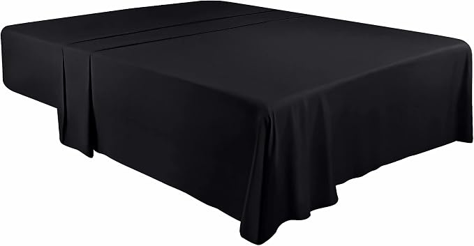 King Size Flat Sheet Only, Ultra Soft & Breathable Hotel Sheets, Black | Hotel Bedding, Cooling Comfort, Smooth Feel, Wrinkle & Fade Resistant, Easy Care, Long-Lasting, Machine Washable, OEKO-TEX
