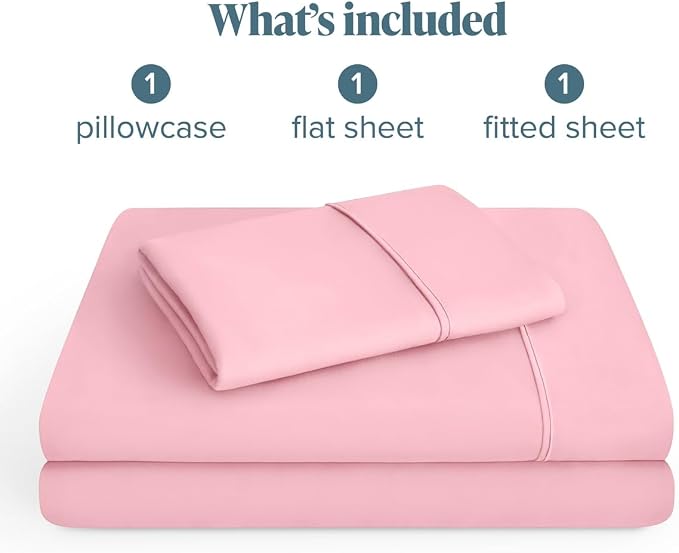 Bare Home Twin Sheet Set - 1800 Ultra-Soft (Twin, Light Pink) | Deep Pockets 6 to 15 Inches, Breathable, Hypoallergenic, Hotel Luxury, Easy Fit, Soft, All-Season