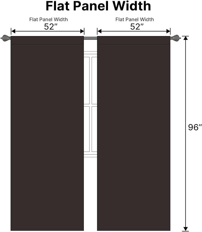 H.VERSAILTEX Blackout Curtains Thermal Insulated Window Treatment Panels Room Darkening Blackout Drapes for Living Room Back Tab/Rod Pocket Bedroom Draperies, 52 x 96 Inch, Chocolate Brown, 2 Panels