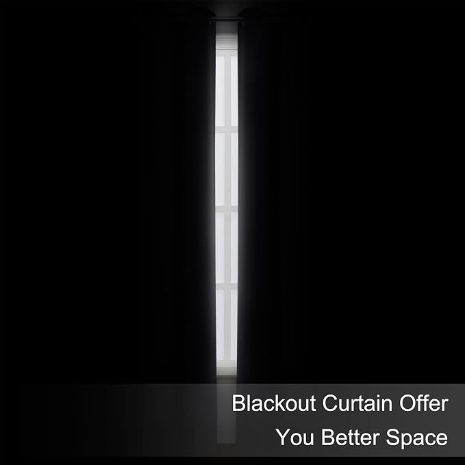 Blackout Curtains 52 x 90 Inch Long Grey Curtains Set of 2 Panels Room Darkening Curtains for Bedroom and Living Room