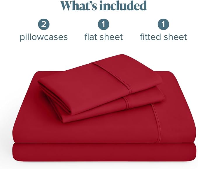 Bare Home Queen Sheet Set - 1800 Ultra-Soft (Queen, Red) | Deep Pockets 6 to 15 Inches, Breathable, Hypoallergenic, Hotel Luxury, Easy Fit, Soft, All-Season
