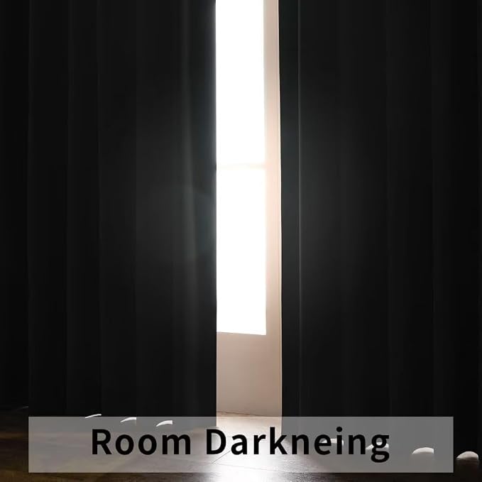 Joydeco 90 Inch Curtains for Bedroom, Thermal Insulated Black Out Curtains 2 Panels Set, Room Darkening Drapes for Living Room Window Rod Pocket Back Tab (W52 x L90 Inch, Brown)