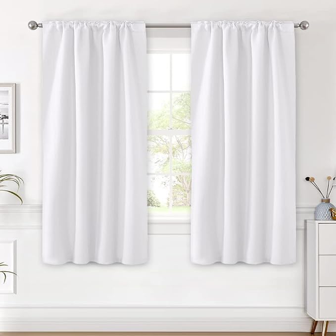 H.VERSAILTEX White Curtains Thermal Insulated Window Treatment Panels Room Darkening Privacy Assured Drapes for Living Room Back Tab/Rod Pocket Bedroom Draperies, 42 x 63 Inch, 2 Panels