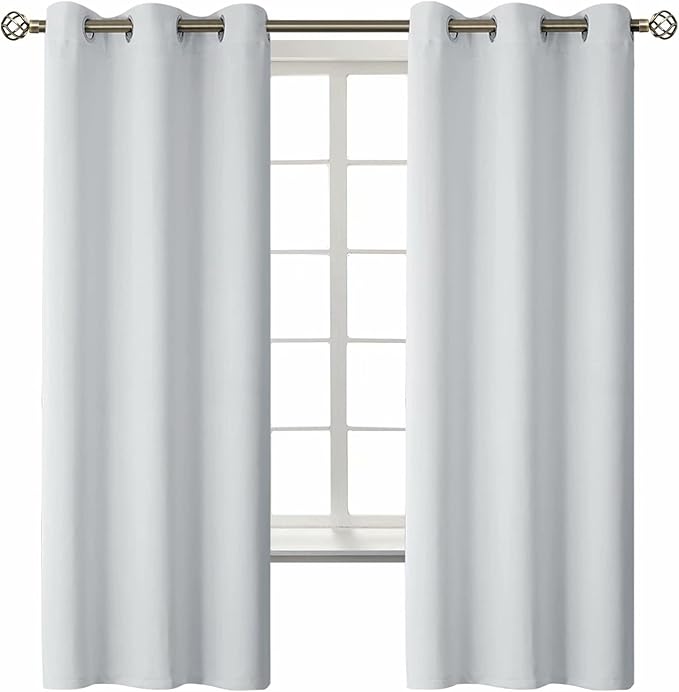 BGment Room Darkening Curtains 63 Inches Long - Grommet Thermal Insulated Drapes Window Treatment Curtains for Bedroom, 2 Panels, 42 x 63 Inch, Greyish White | Grommet Top, Light-Blocking, Sunblock, Thermal Insulated, Window Drapes for Kids Boys Room, ...