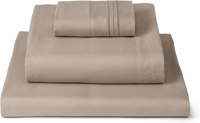 Mellanni Iconic 3-Piece, Ultra Soft Sheet Set (Twin, Tan) | 10M+ Sleepers. Lab-tested: Sleeps Cool, Stays Bright, Strong, Smooth. Good Housekeeping Best Bedding, 7 yrs running.