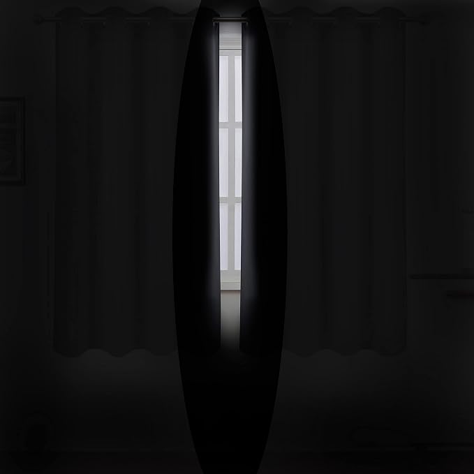 Black Thermal Blackout Curtains/52 x 72 Inch/Set of 2 Panels Room Darkening Curtains for Bedroom
