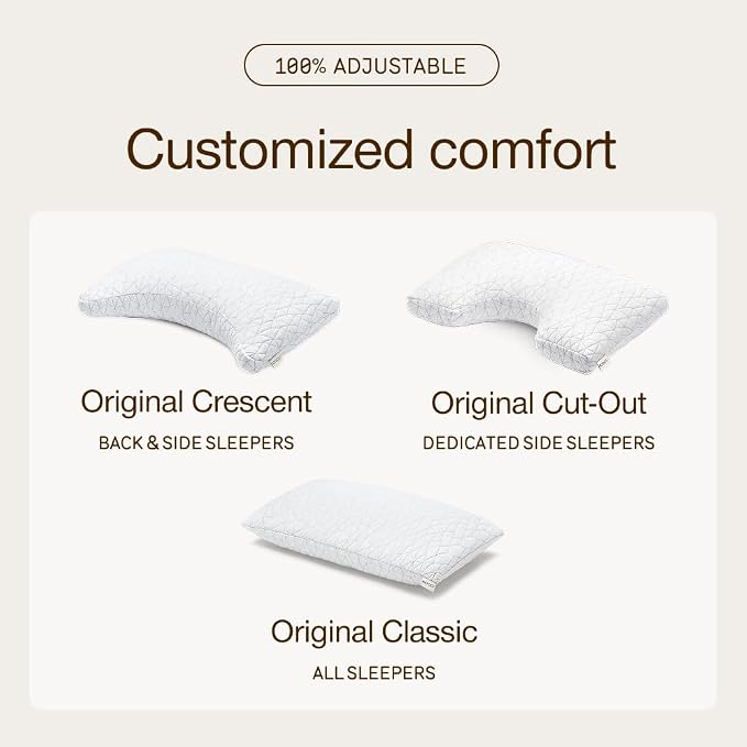 Coop Home Goods Original Adjustable Pillow, Queen Size Bed Pillows for Sleeping, Cross Cut Memory Foam Pillows - Medium Firm Back, Stomach and Side Sleeper Pillow, CertiPUR-US/GREENGUARD Gold