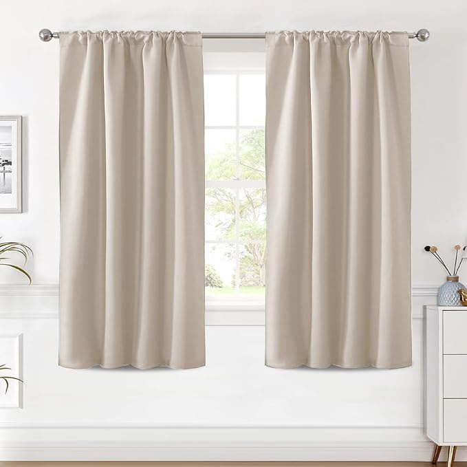 H.VERSAILTEX Blackout Curtains Thermal Insulated Window Treatment Panels Room Darkening Blackout Drapes for Living Room Back Tab/Rod Pocket Bedroom Draperies (2 Panels, Fog, 42 x 63 Inch)